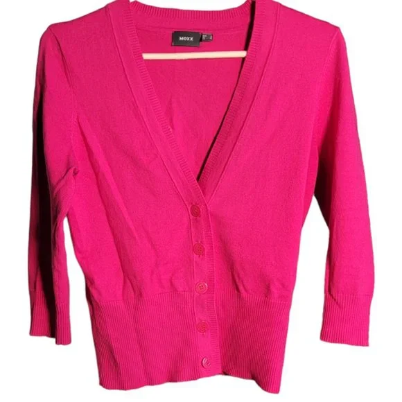 Mexx V-Neck Button Down Pink Cardigan Pink Sweater Size S - Picture 2 of 7